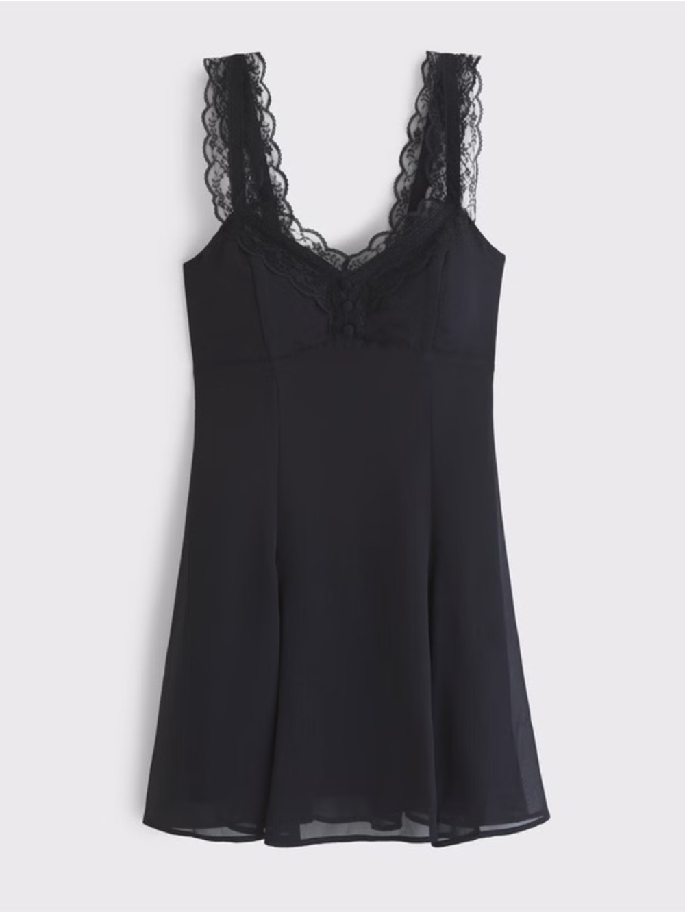 Bra-Free Lace-Trim Button-Through Mini Dress